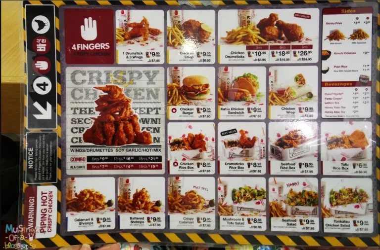 4 FINGER SINGAPORE MENU PRICES