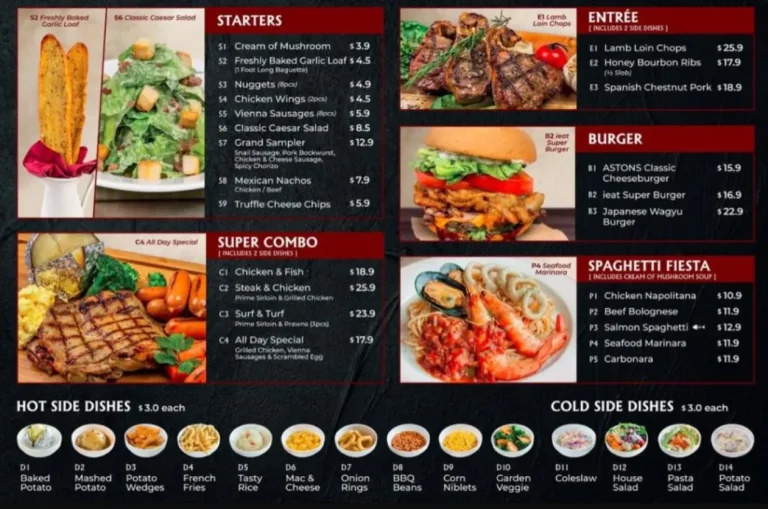 ANDES BY ASTONS SINGAPORE MENU PRICES