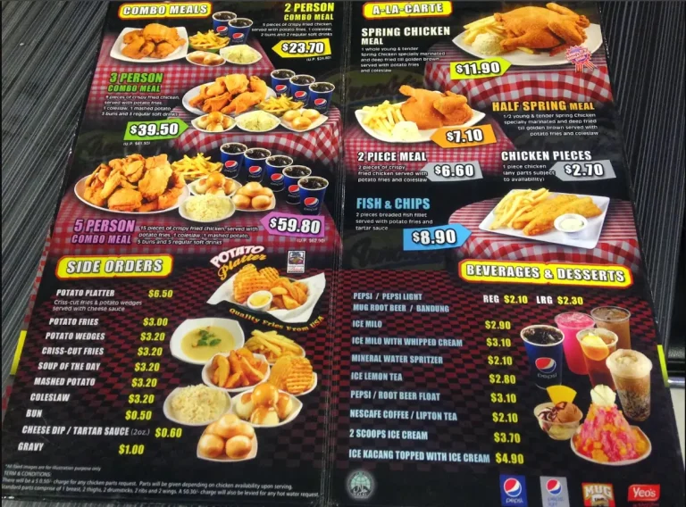 ARNOLD’S FRIED CHICKEN SINGAPORE MENU PRICES