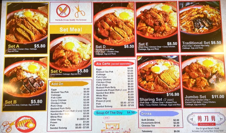 BEACH ROAD SCISSOR CUT SINGAPORE MENU PRICES