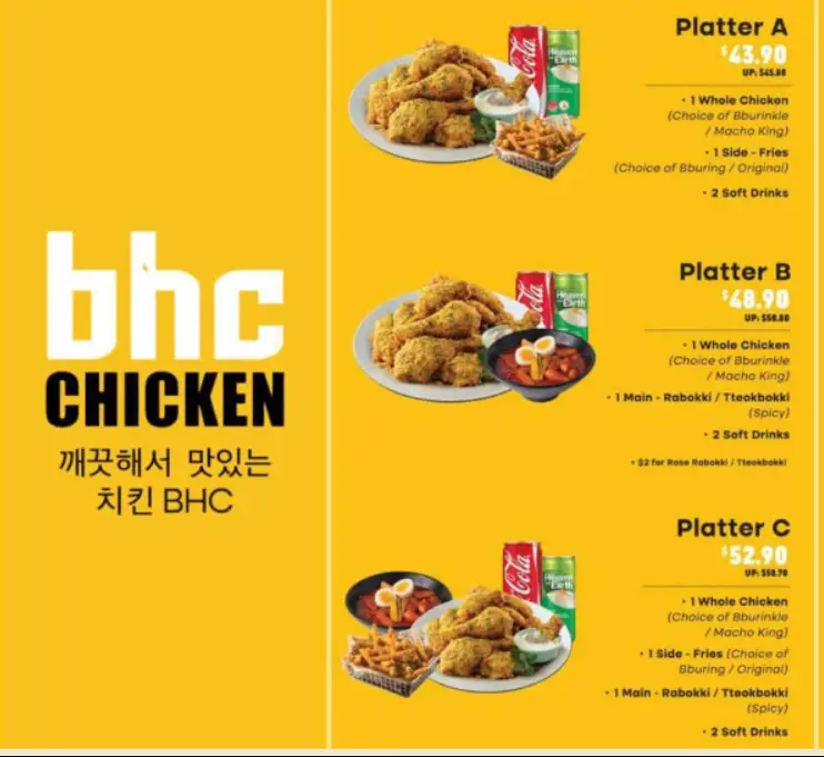 BHC CHICKEN SINGAPORE MENU