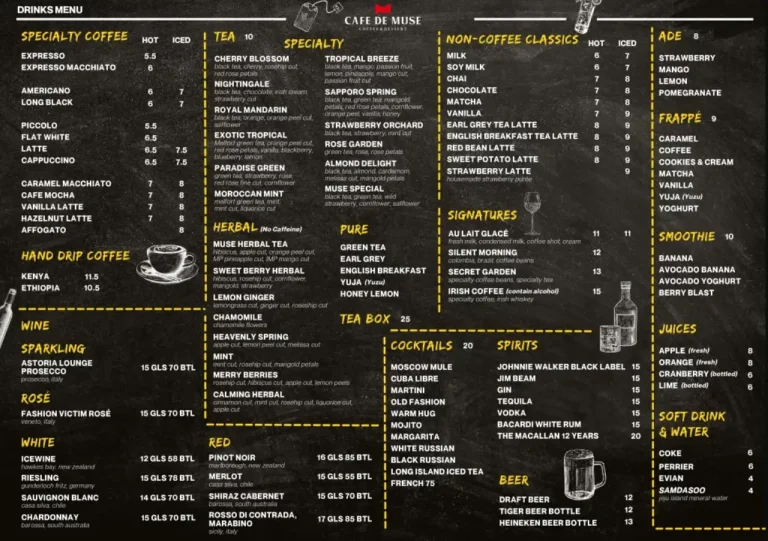 CAFE DE MUSE SINGAPORE MENU PRICES