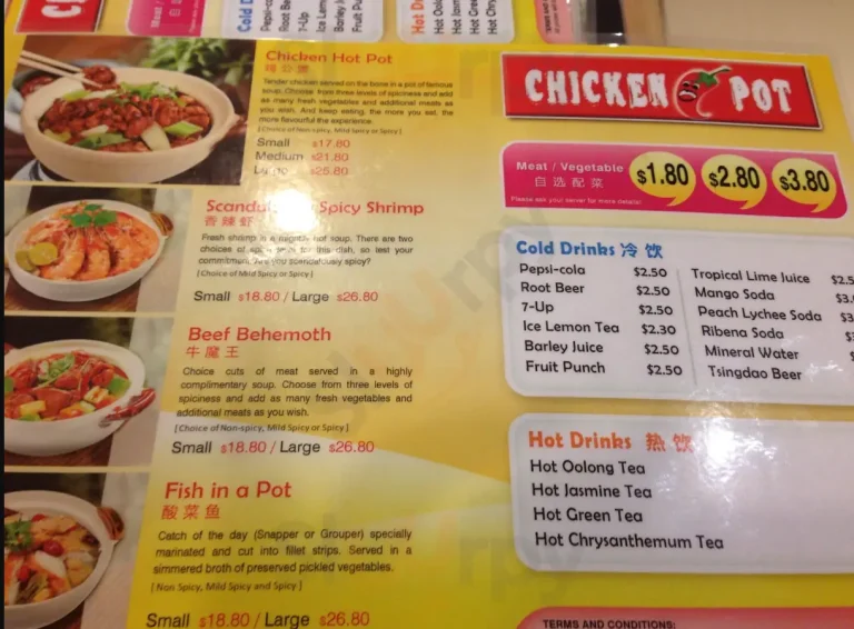 CHICKEN HOTPOT SINGAPORE MENU PRICES