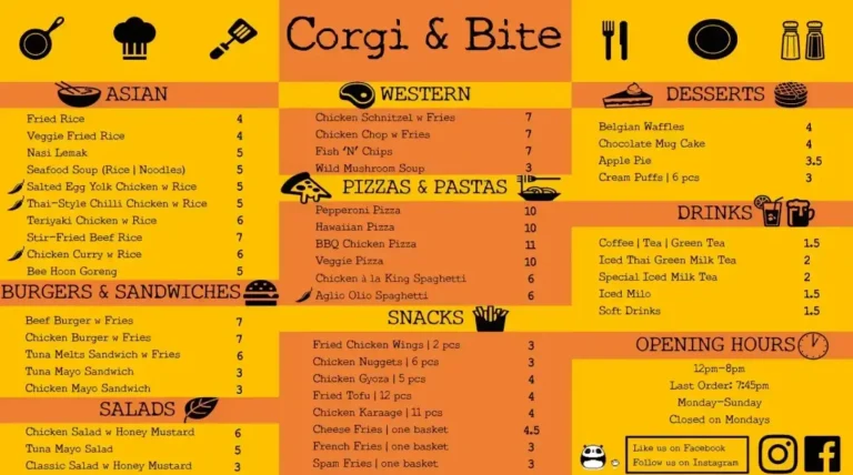 CORGI & BITE SINGAPORE MENU