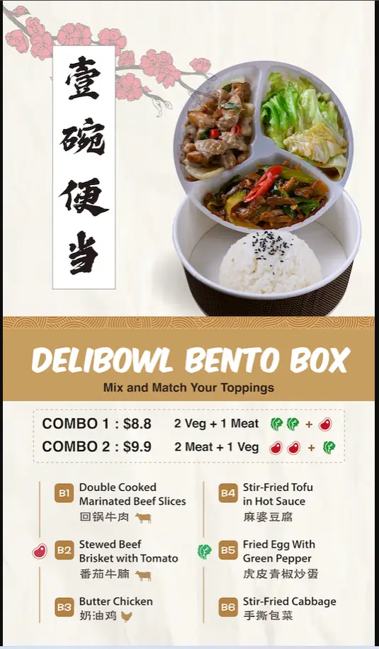 DELIBOWL RICE BOWL SINGAPORE MENU