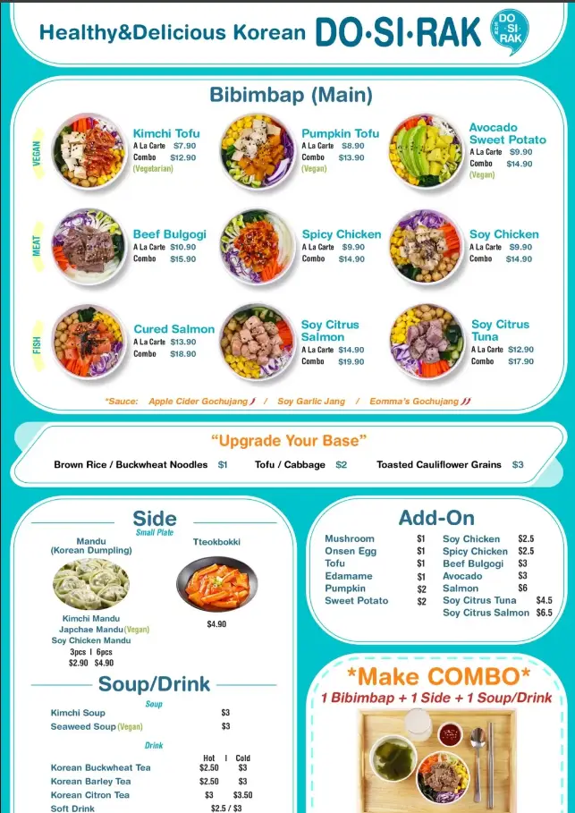 DOSIRAK SINGAPORE MENU