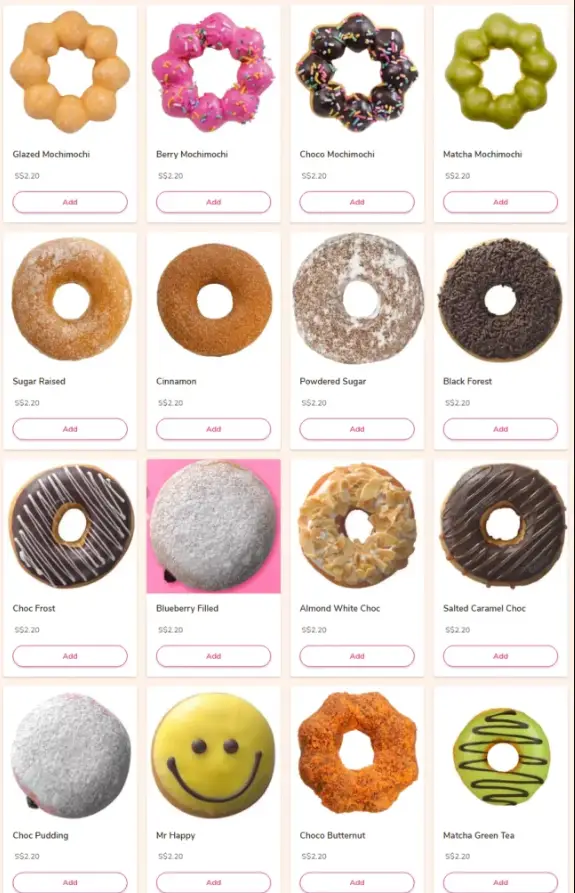 DUNKIN DONUTS SINGAPORE MENU