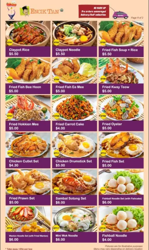 ENCIK TAN SINGAPORE MENU