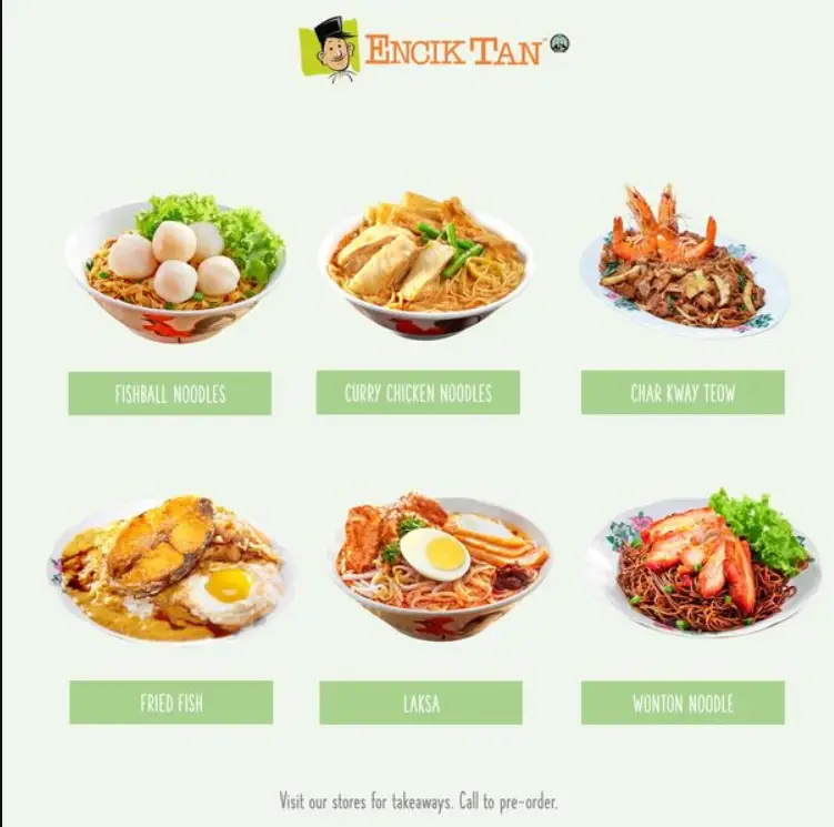 ENCIK TAN SINGAPORE MENU PRICES