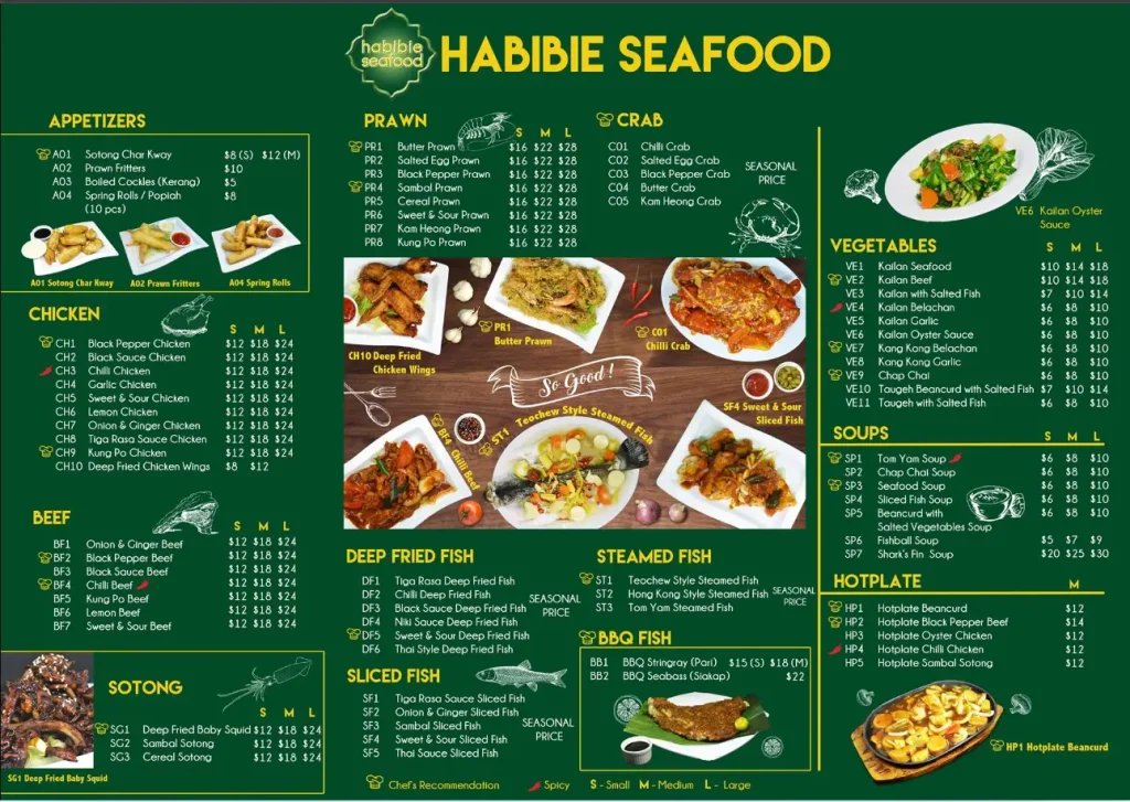 HABIBIE SEAFOOD SINGAPORE MENU