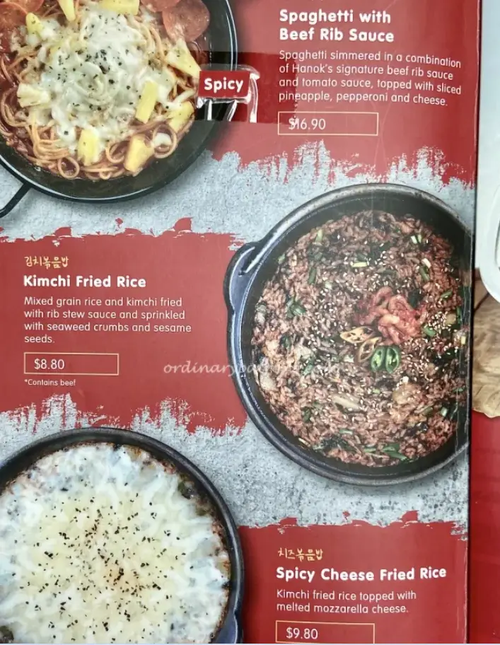 HANOK SINGAPORE MENU