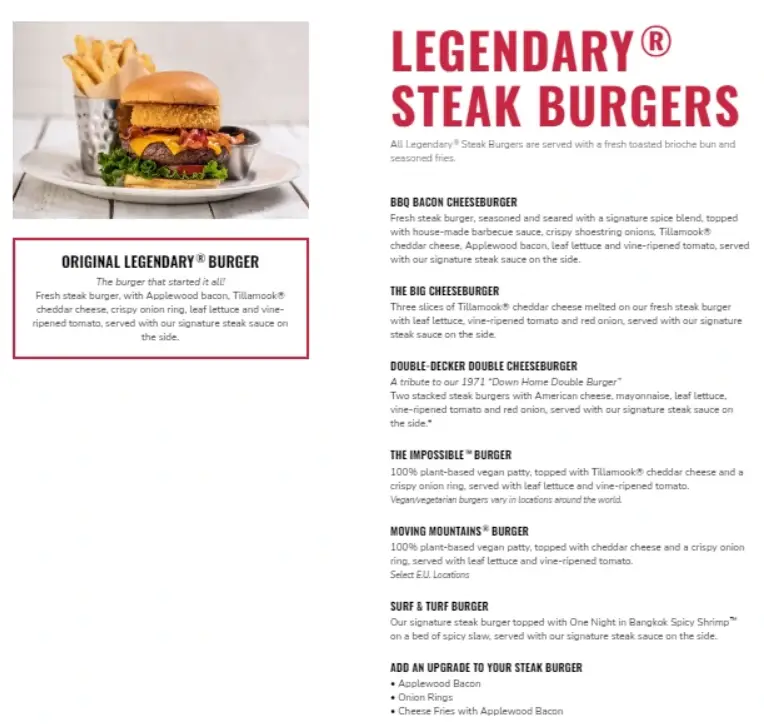 HARD ROCK CAFE SINGAPORE MENU