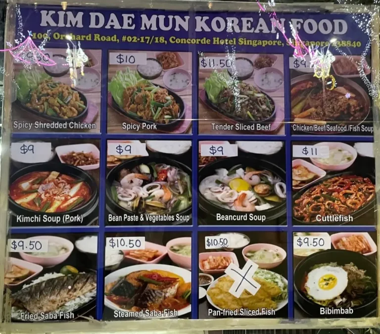 KIM DAE MUN SINGAPORE MENU PRICES