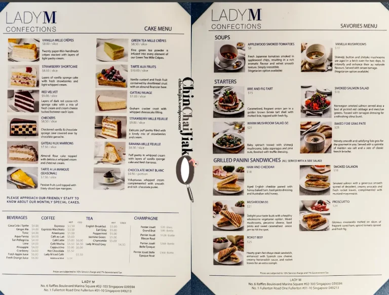 LADY M SINGAPORE MENU PRICES