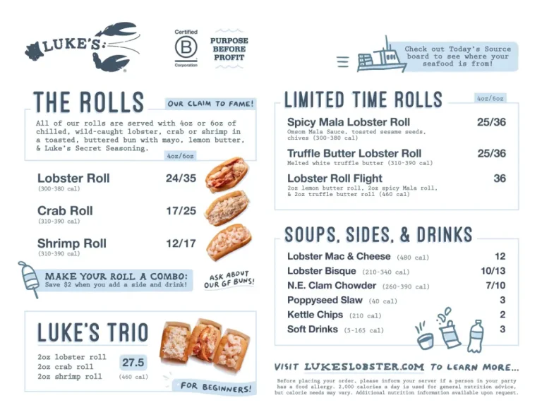 LUKE’S LOBSTER SINGAPORE MENU PRICES