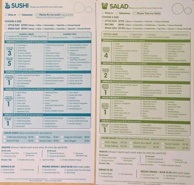 MAKI SAN SINGAPORE MENU PRICES