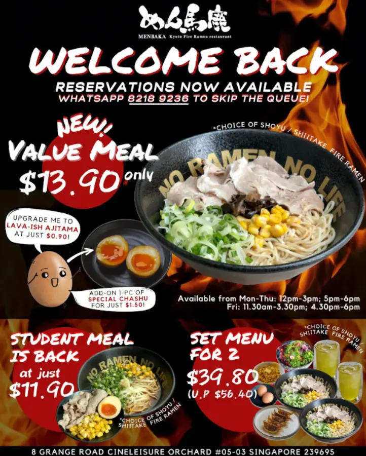 Menbaka Fire Ramen Singapore Menu