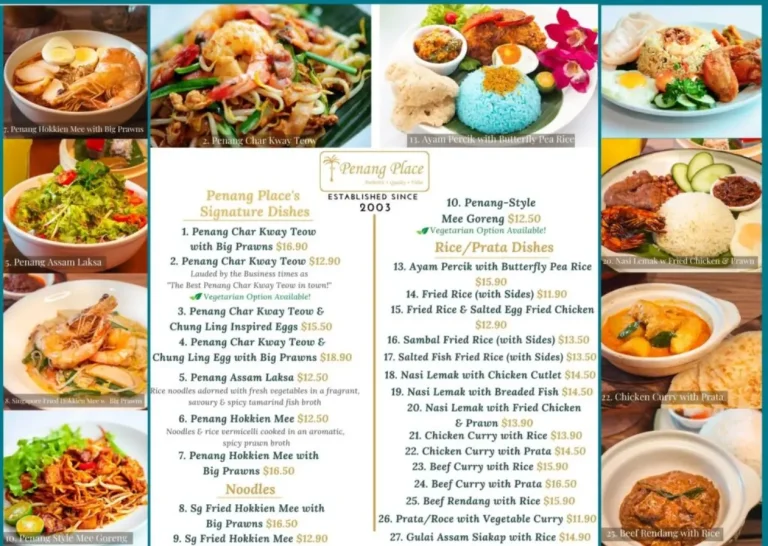 PENANG PLACE SINGAPORE MENU PRICES