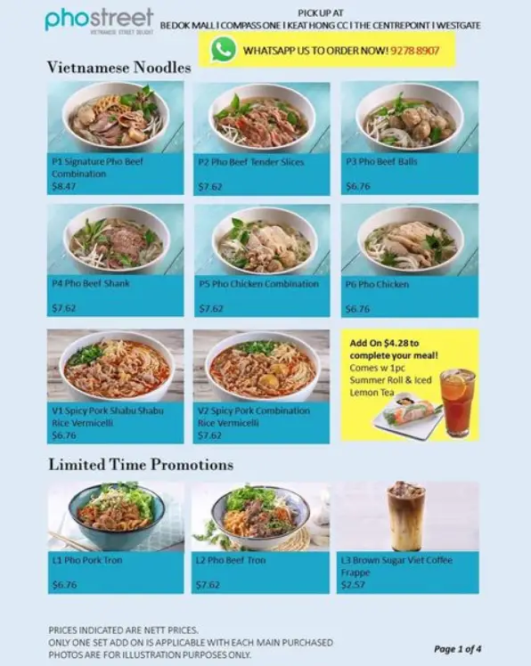 PHO STREET SINGAPORE MENU