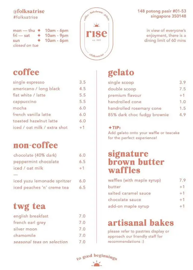 RISE SINGAPORE MENU