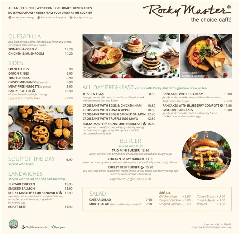 ROCKY MASTER SINGAPORE MENU