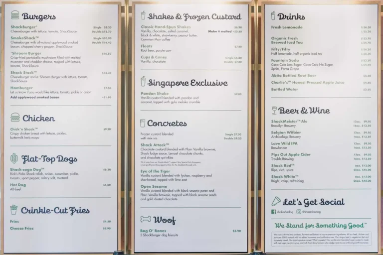 SHAKE SHACK SINGAPORE MENU PRICES