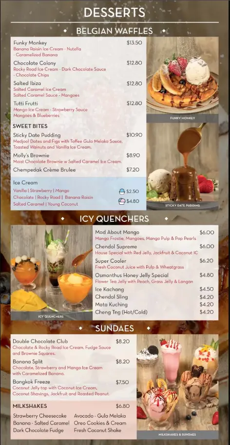 SPIZE SINGAPORE MENU