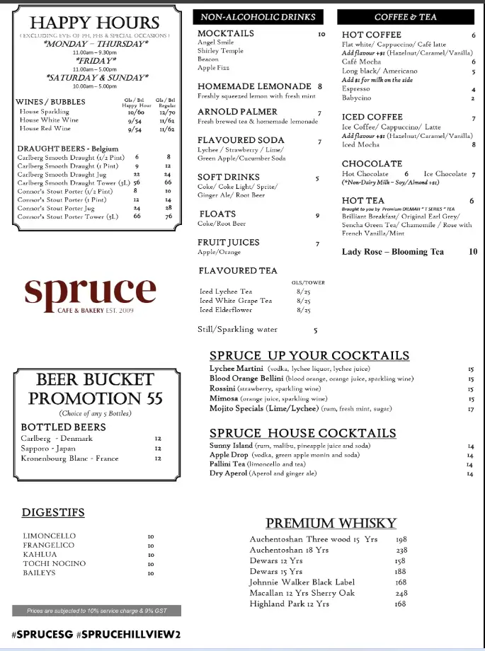 SPRUCE SINGAPORE MENU