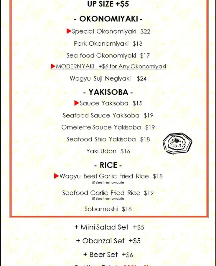 TEPPAN WORKS SINGAPORE MENU