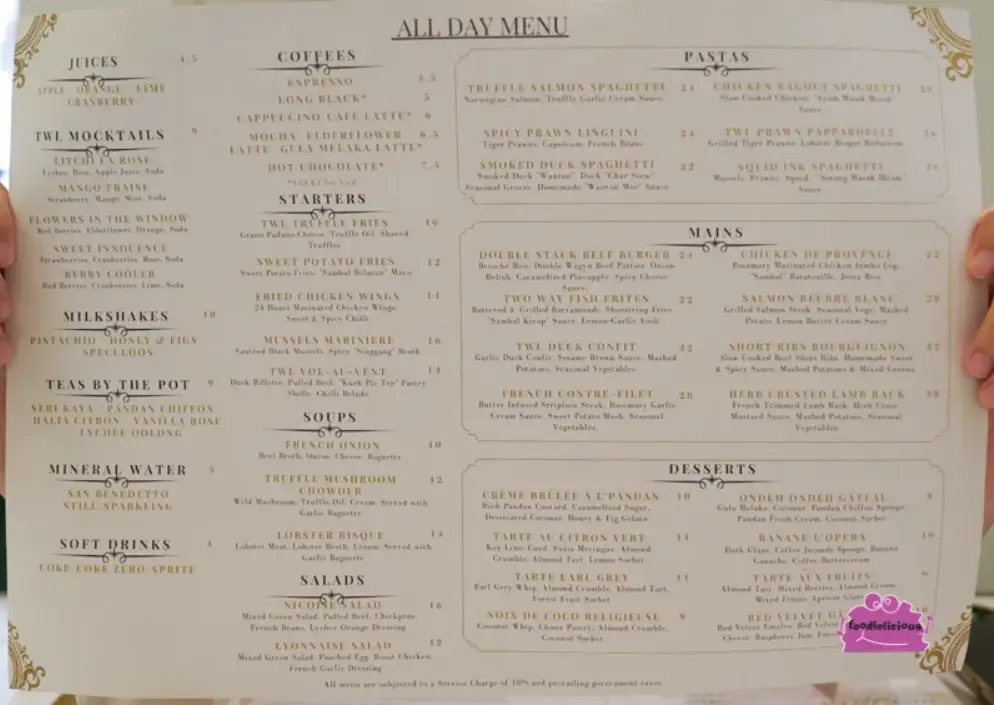 THE WHITE LABEL SINGAPORE MENU