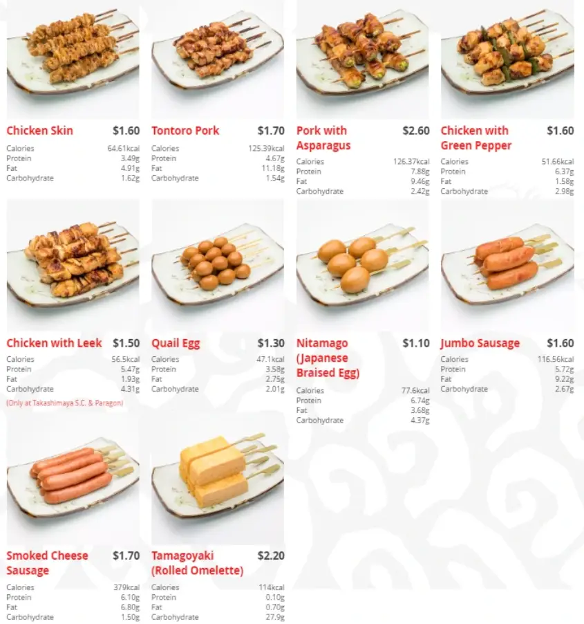 TORI Q SINGAPORE MENU