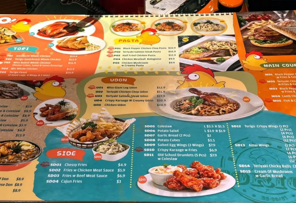 TORIGO SINGAPORE MENU