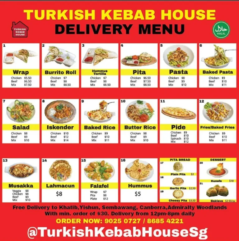 TURKISH KEBAB SINGAPORE MENU PRICES