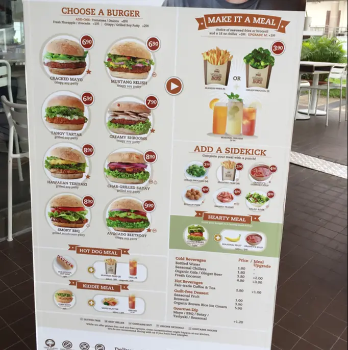 VEGANBURG SINGAPORE MENU